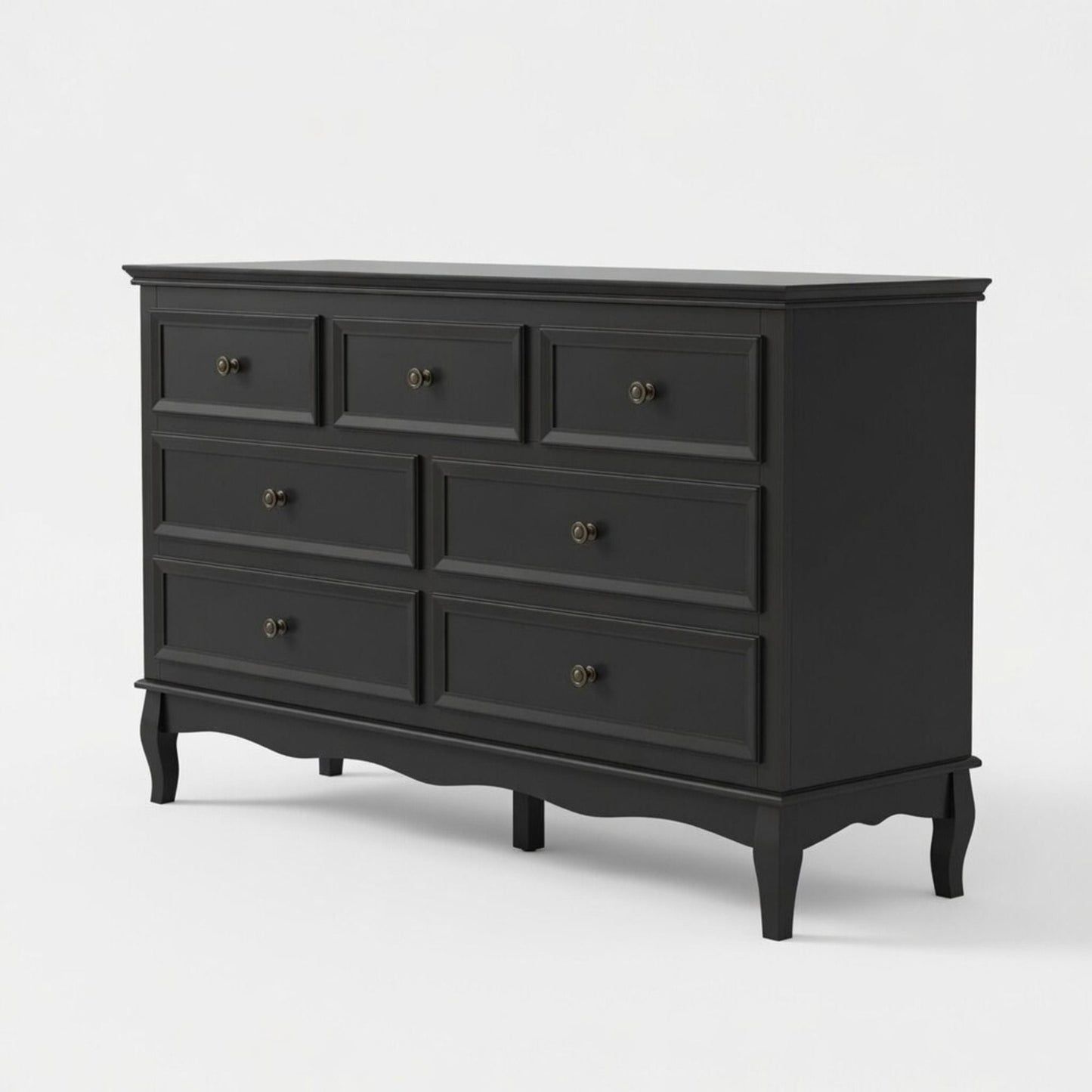 7 Drawer Dresser, Storage Chest - Black