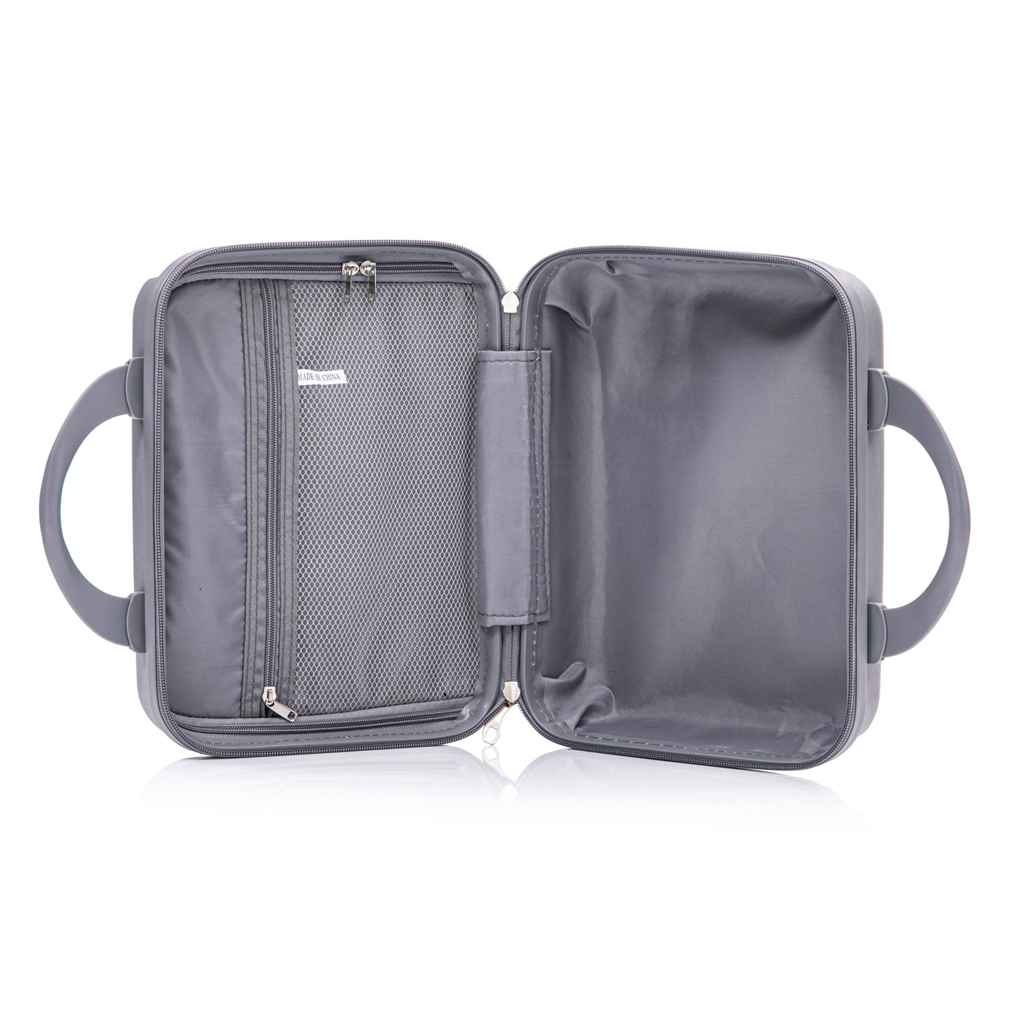 4-Piece PP Spinner Wheel Luggage Set with Cosmetic Case, Light Gray