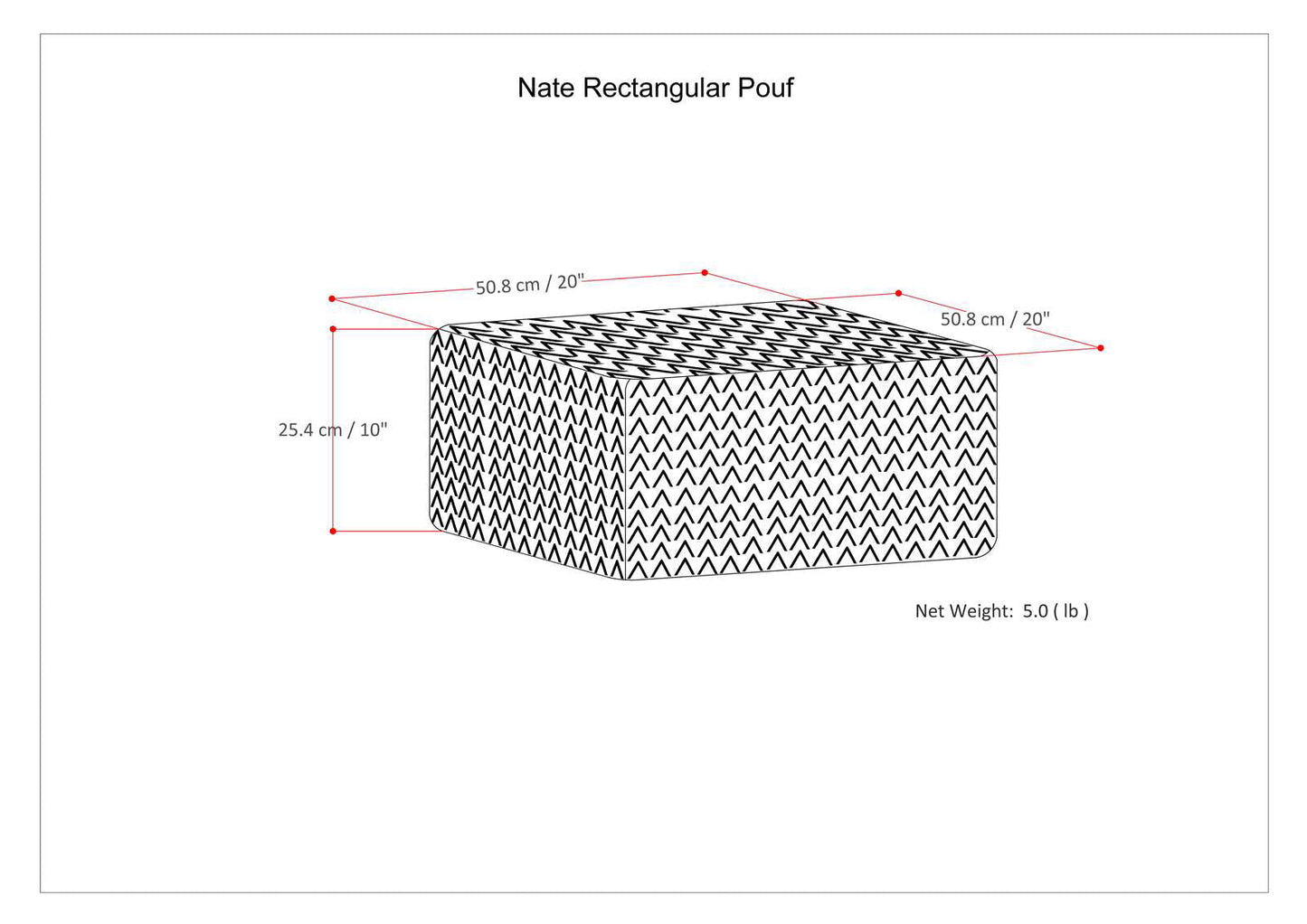Nate Square Pouf Patterned Grey Melange