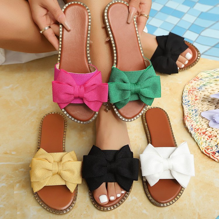 Plus-size Bow-tie Slippers Womens Colorful