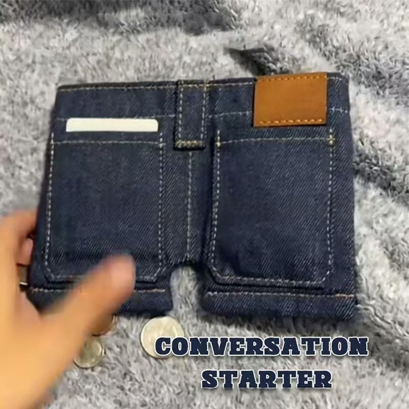 Jeans Wallet Foldable Denim Shaped Coin Purse And Card Holder