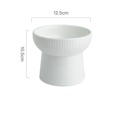 High Foot Neck Protection Ceramic Cat Bowl