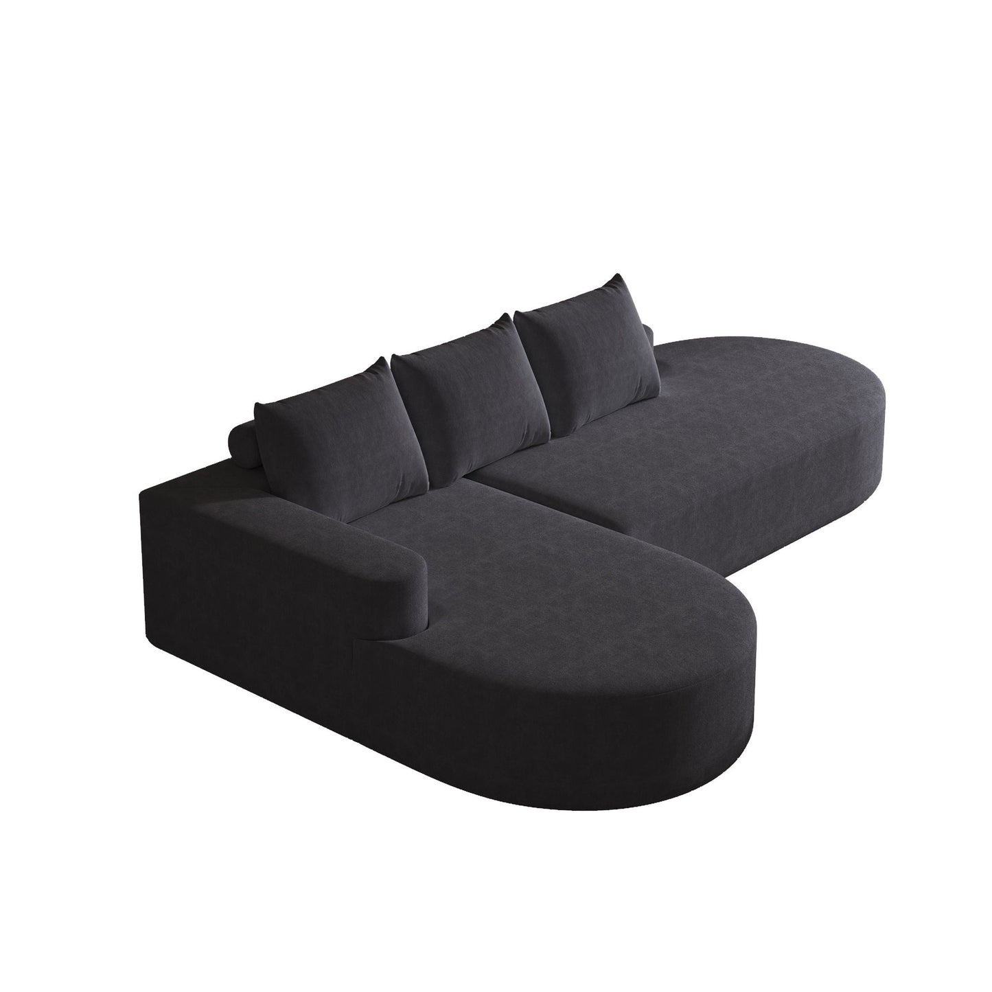Modern Curved Sofa, L-Shaped Modular Sectional Set With 3 Pillows