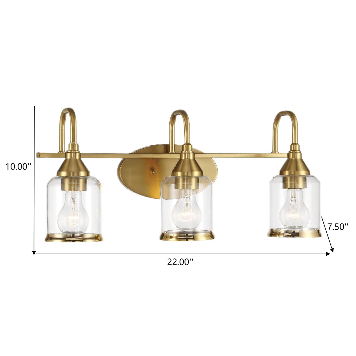3 Lights Brush Vanity Light - Clear / Gold