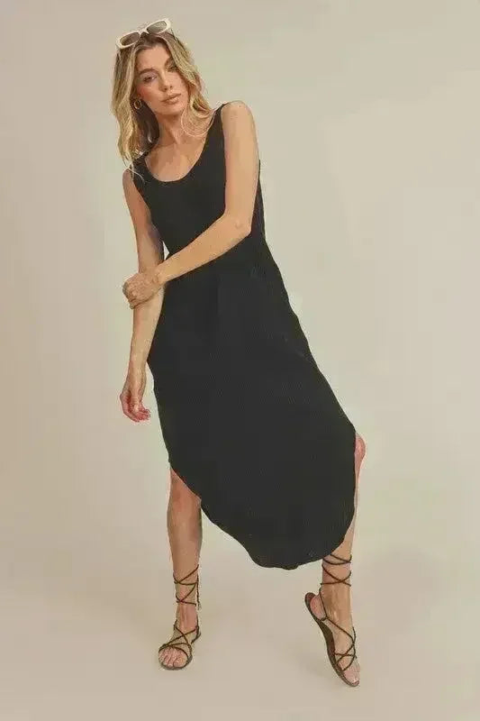 Cotton Midi Tank Dress with Pockets – Casual & Comfortable
