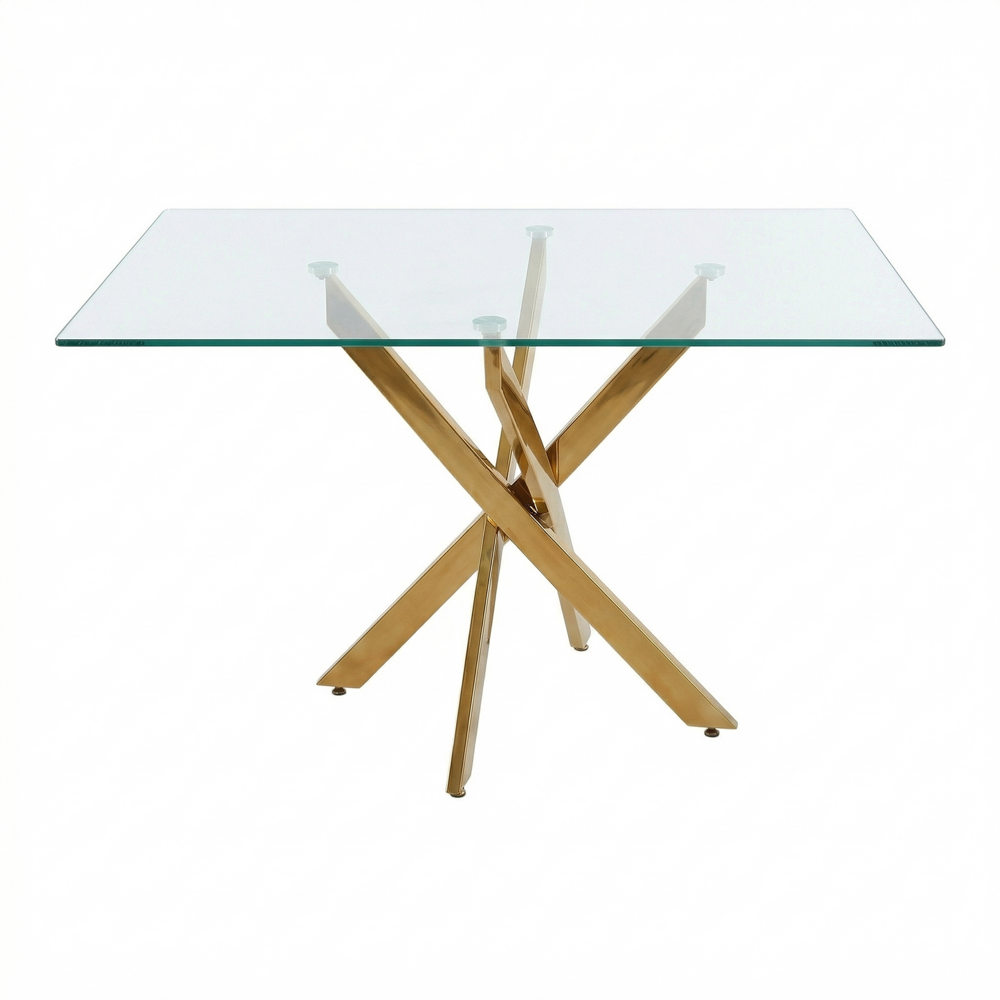Rectangular Glass Dining Table with Gold-Plated Legs