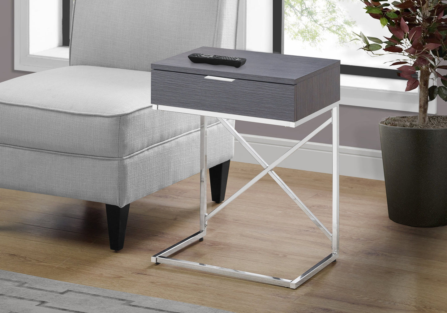 Accent Side Table with Storage Drawer, Spacious Tabletop, Contemporary Design