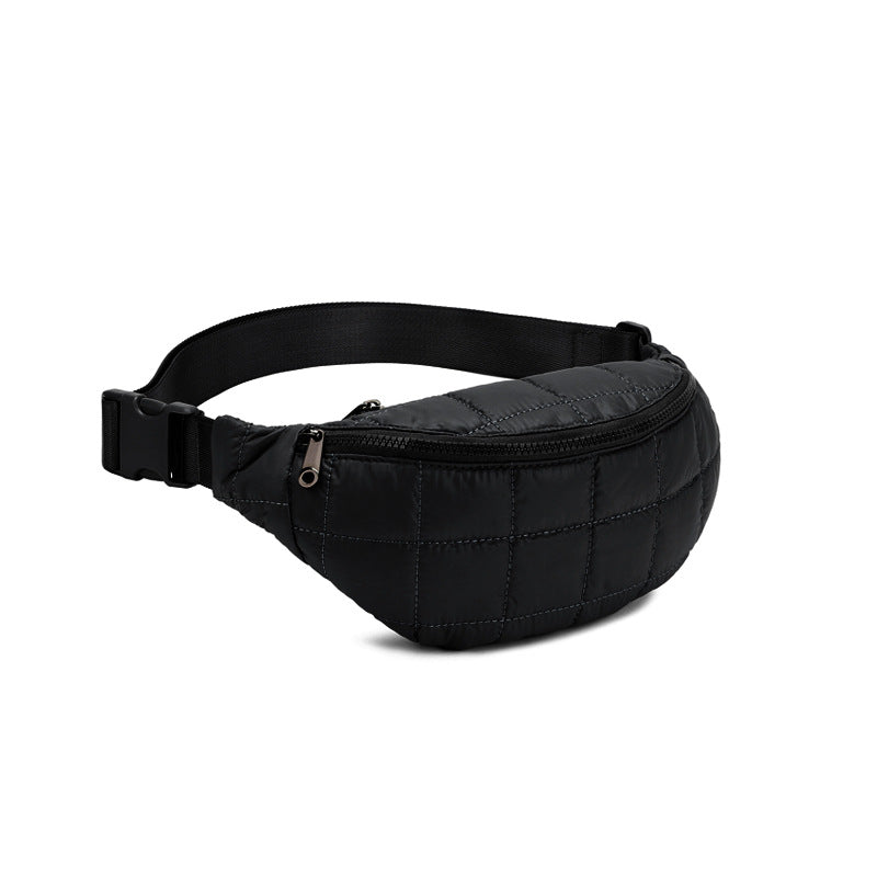 Solid-color Casual Crossbody Waist Bag With A Quilted Diamond Pattern