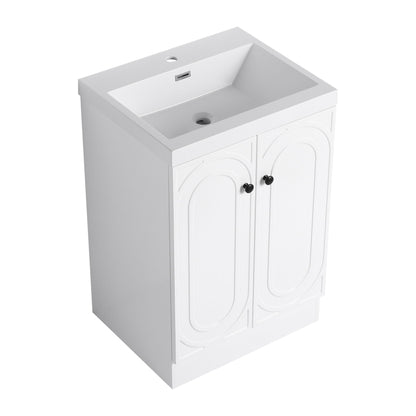 Contemporary Freestanding Bathroom Vanity With Resin Sink & Soft-Close Cabinet Doors