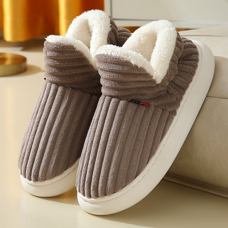 New Women Cotton Slippers  Slippers Warm Cotton Plush Shoes Fleece Fluffy