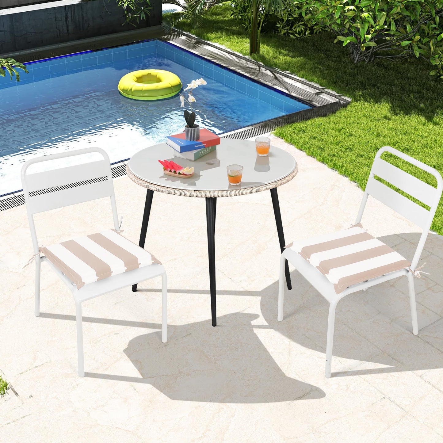 4PCS Outdoor Patio Seat Cushion Replacement with Ties