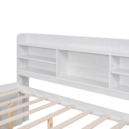 Captain Bed With Built In Bookshelves, 3 Storage Drawers, And Trundle