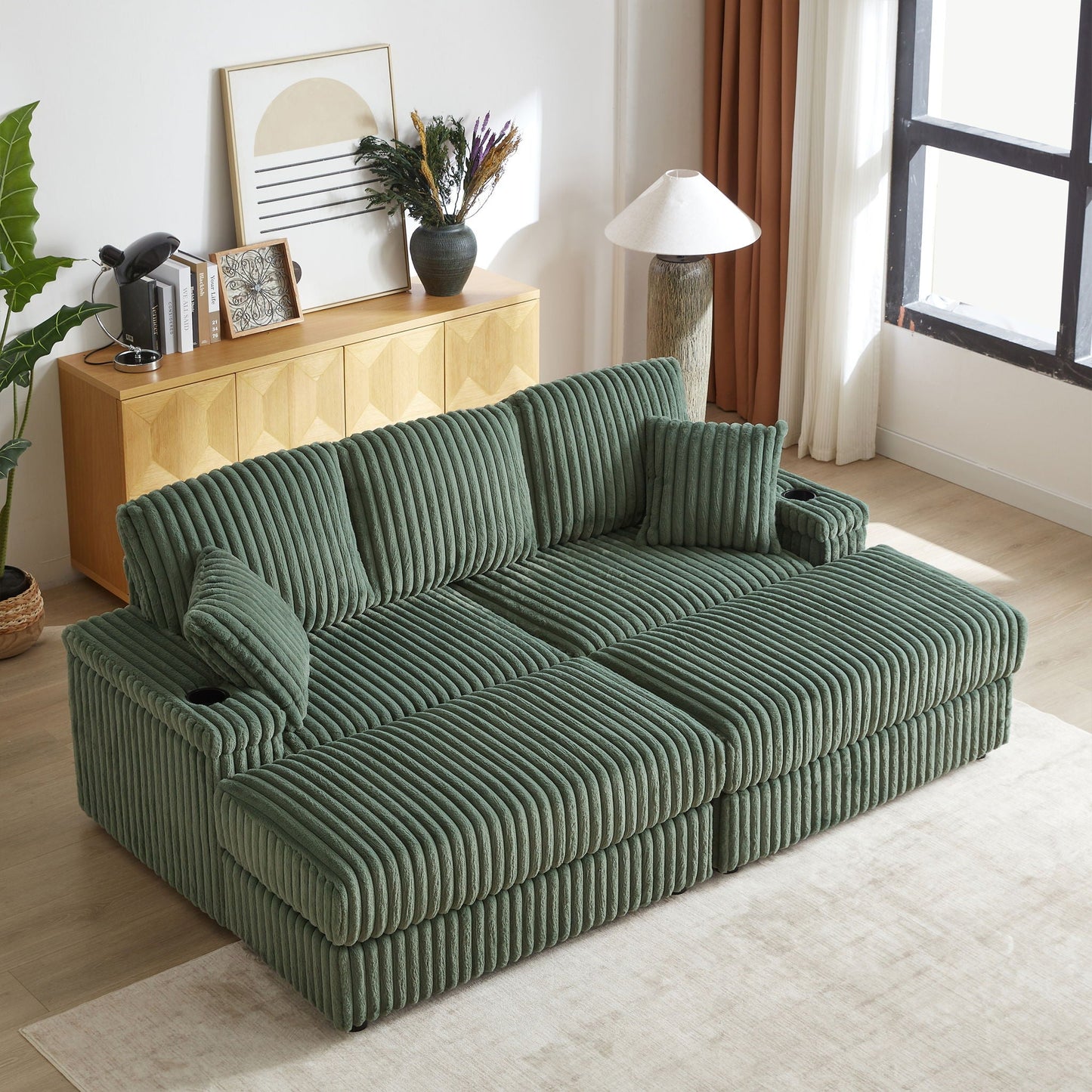 3 Seater Sofa With 2 Ottomans For Living Room