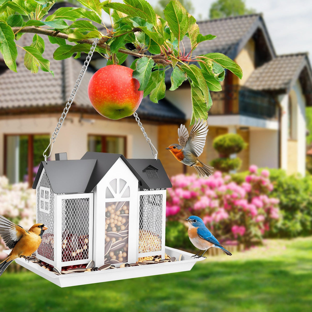 Barn Bird Feeder with Lift Top Lid and Viewing Window