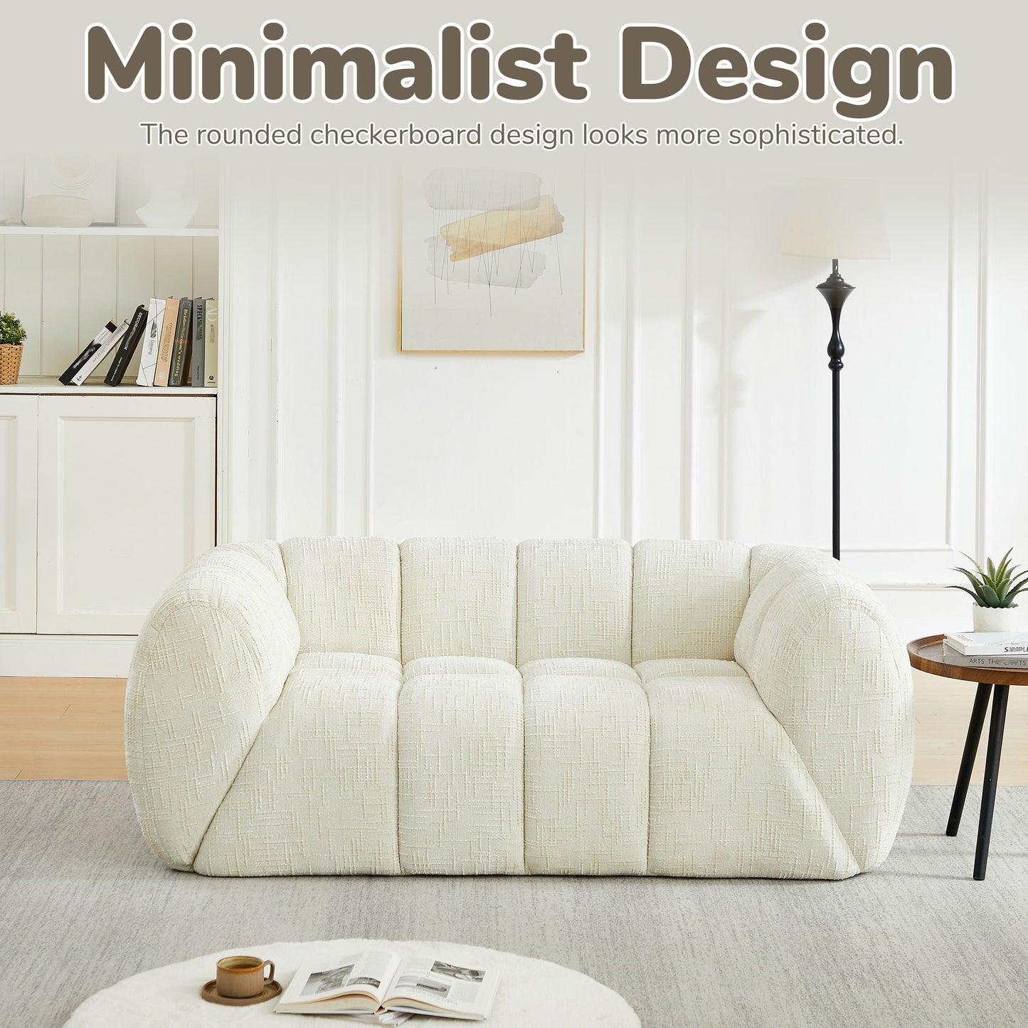 Quilted Cloud Sofa With Rounded Armrests And Piano Key Backrest Design