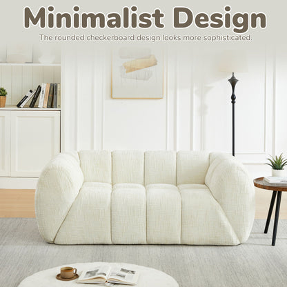 Quilted Cloud Sofa With Rounded Armrests And Piano Key Backrest Design