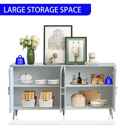 Modern Lacquered 4 Door Wooden Cabinet Sideboard Buffet Server Cabinet Storage Cabinet, For Living Room, Entryway, Hallway, Office, Kitchen And Dining Room