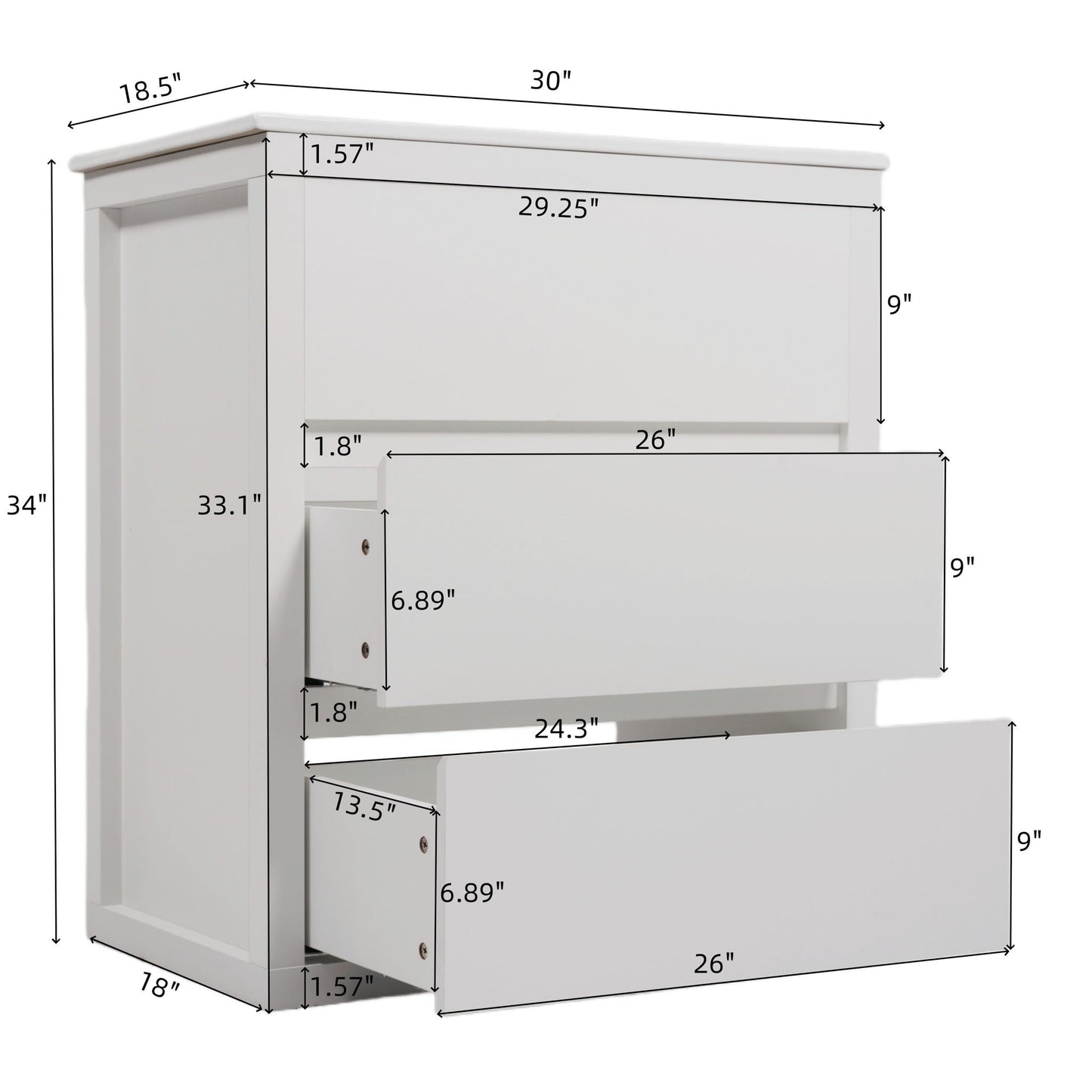 Freestanding Bathroom Vanity with Ceramic Sink and 2 Full Extension Drawers