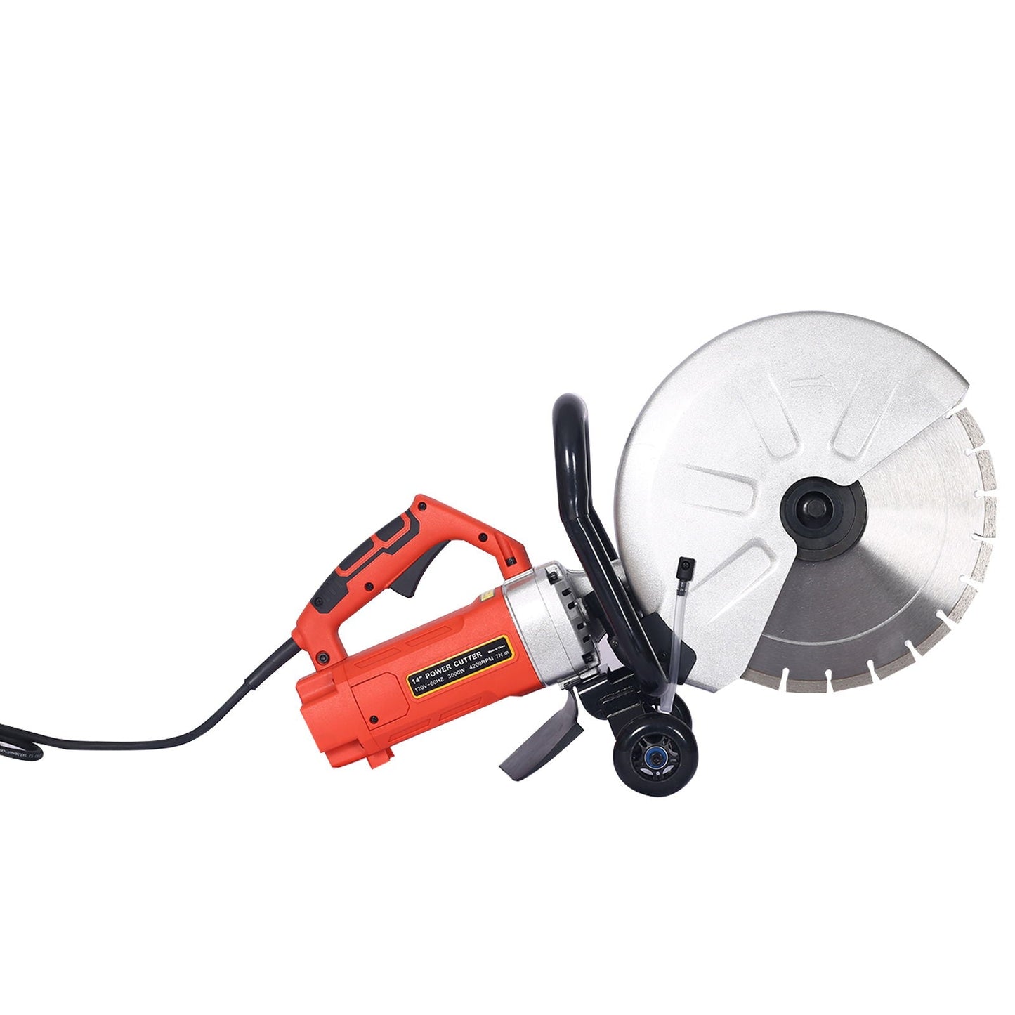 Electric 14" Cut Off Saw Wet / Dry Concrete Saw Cutter With Guide Roller And Water Line Attachment, 3000W - Black / Silver