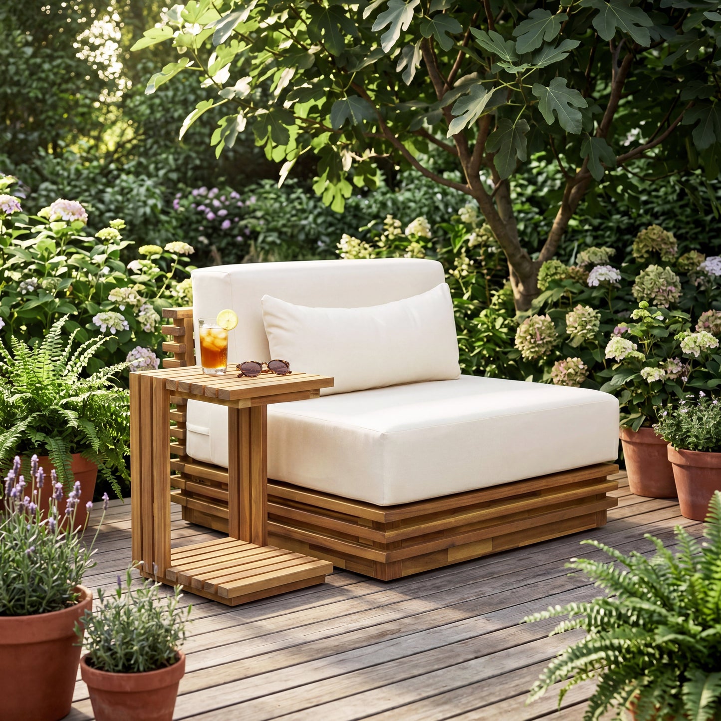 Oversized Outdoor 2-Piece Chat Set with Club Chair and Side Table