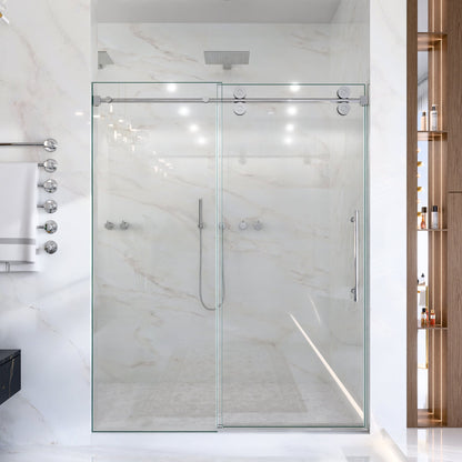 56-60"W x 72"H Frameless Single Sliding Shower Door