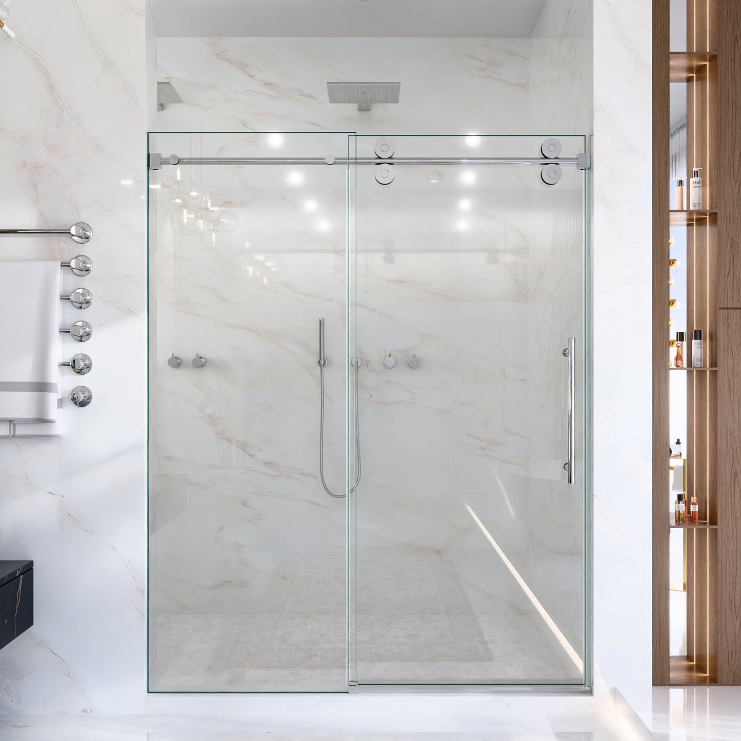 44"-48"W x 76"H Frameless Single Sliding Shower Door