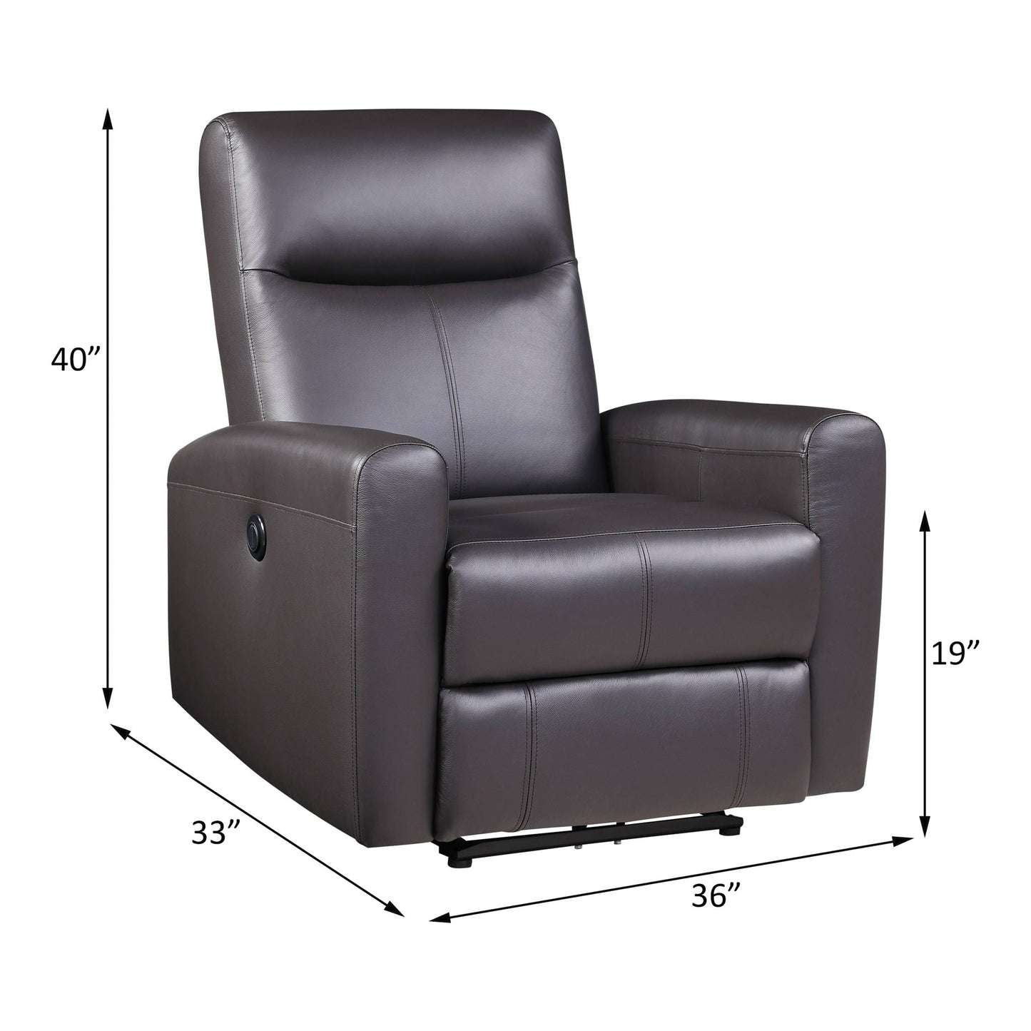 Blane Top Grain Leather Match Power Motion Recliner - Brown