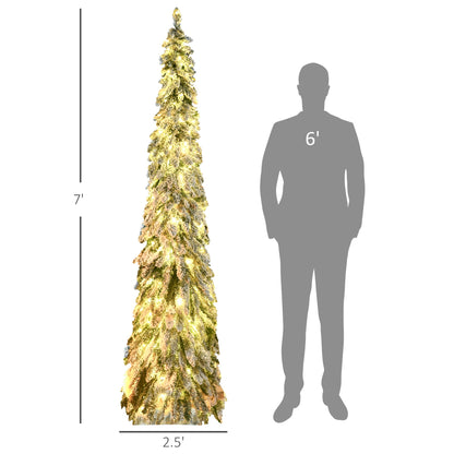 HOMCOM 7ft Tall Prelit Pencil Artificial Christmas Tree