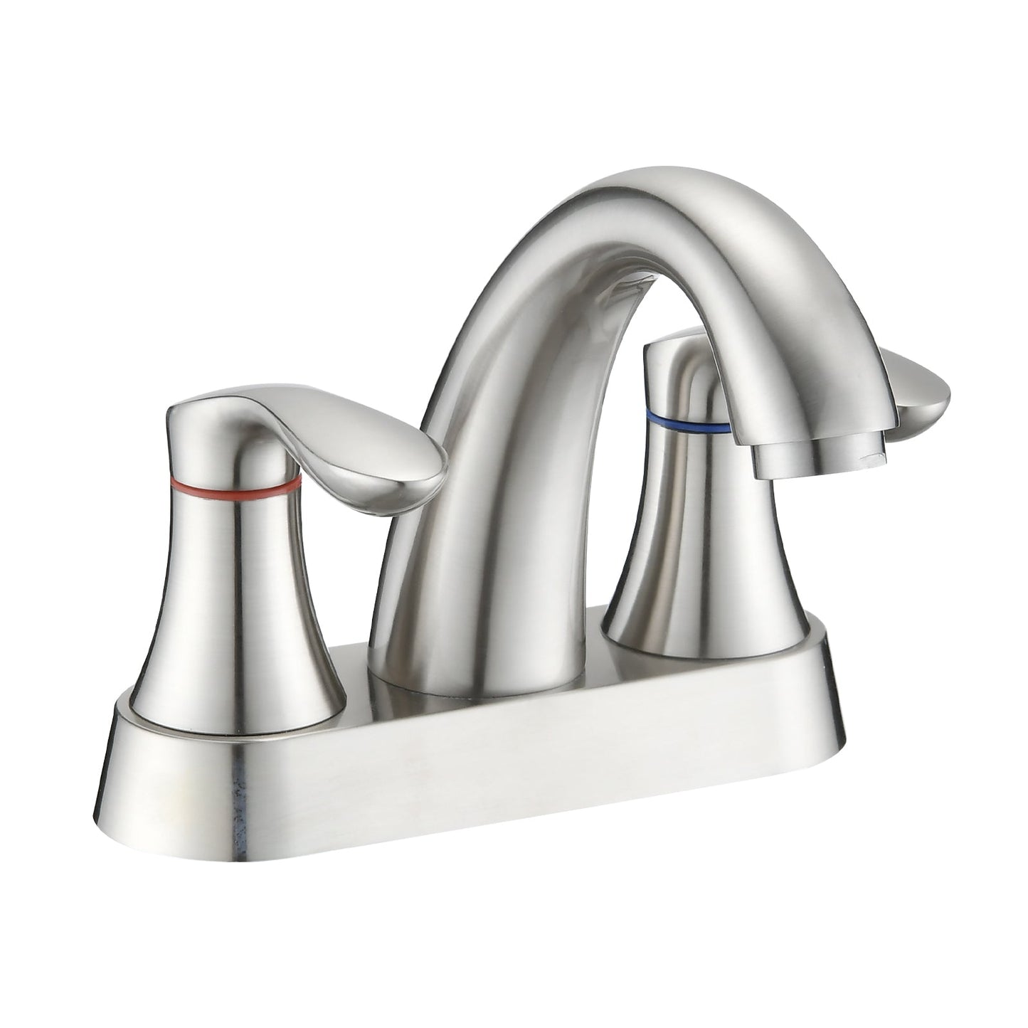 Two Handle 4 Inch Centerset Bathroom Sink Faucet with Pop-Up Drain, Brushed Nickel