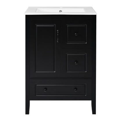 Retro Bathroom Vanity With Sink, Soft Closing Cabinet & Drawers