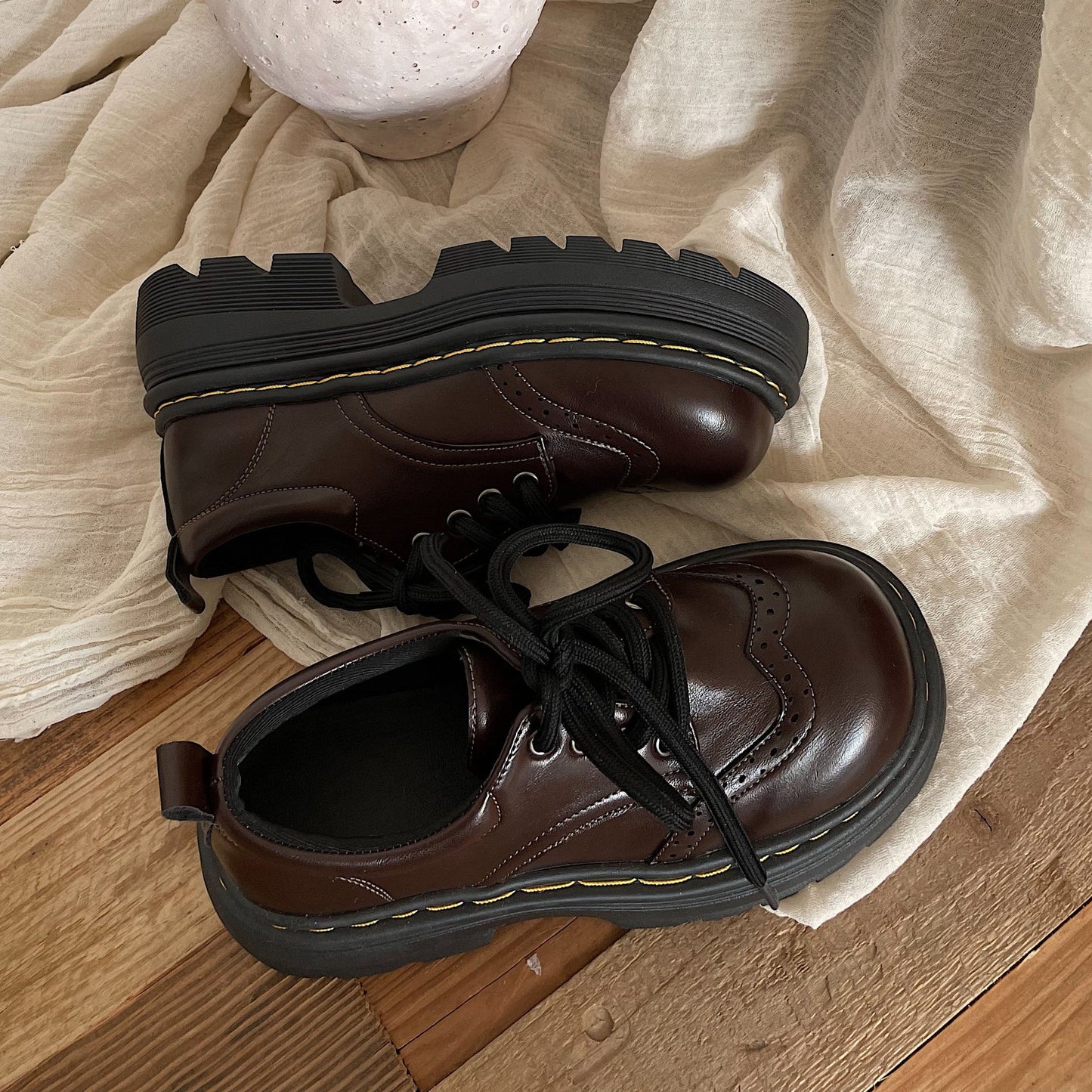 Womens Casual British-style Soft-soled Leather Shoes