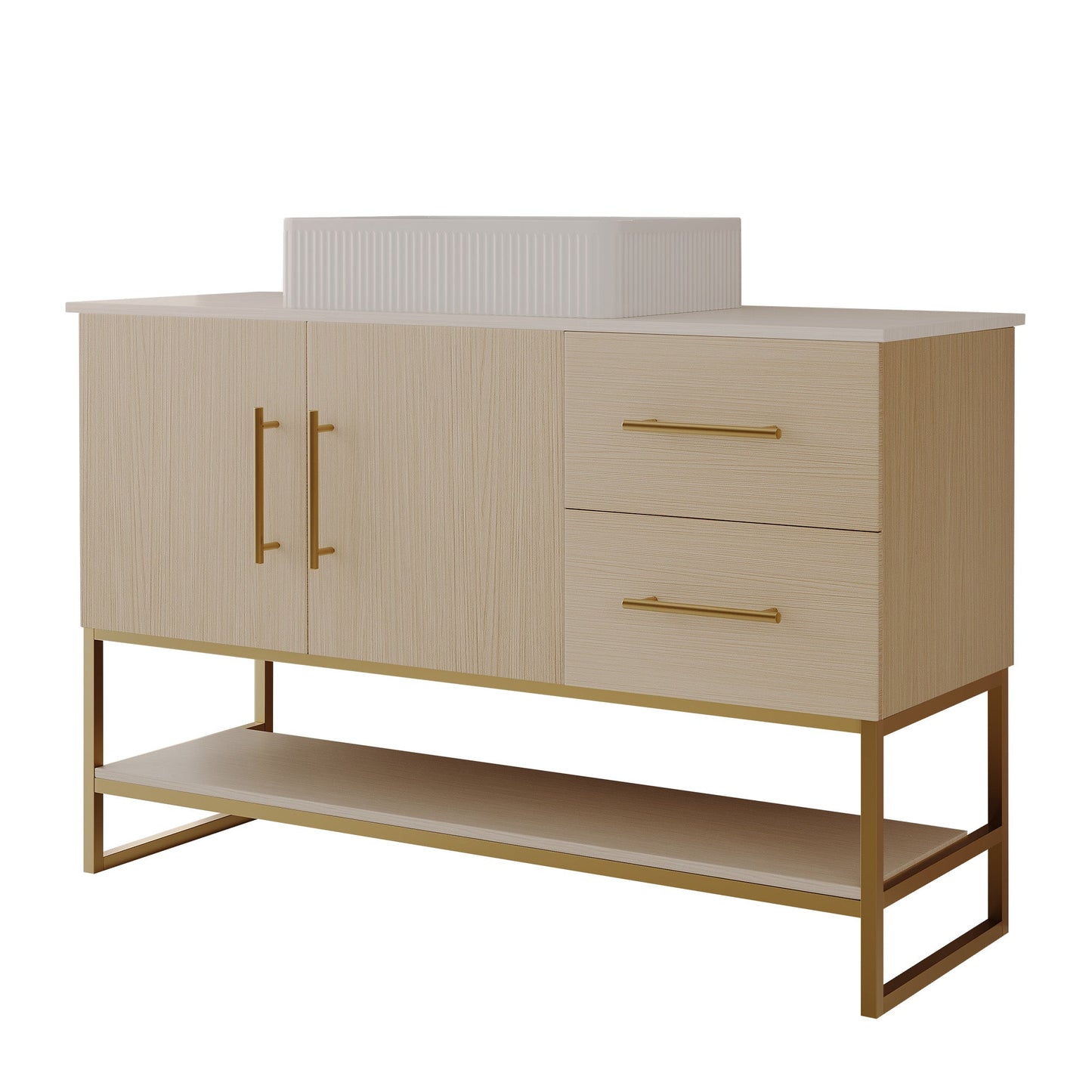 47.2" Modern Bathroom Vanity With Ceramic Vessel Sink