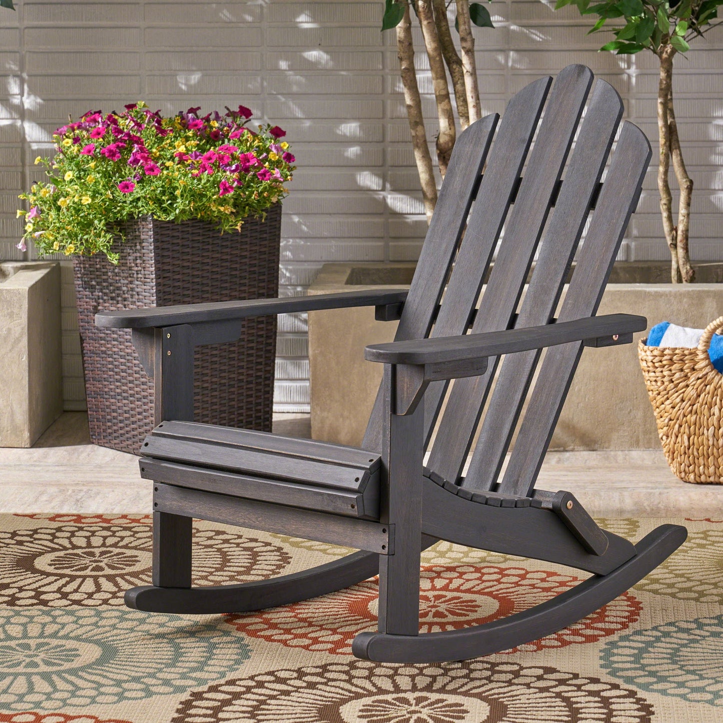 Echoes Outdoor Acacia Wood Adirondack Rocking Chair