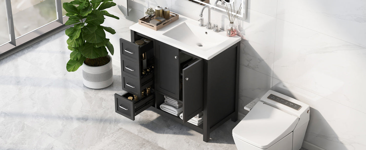 36" Bathroom Vanity with Sink Top and Storage Cabinet