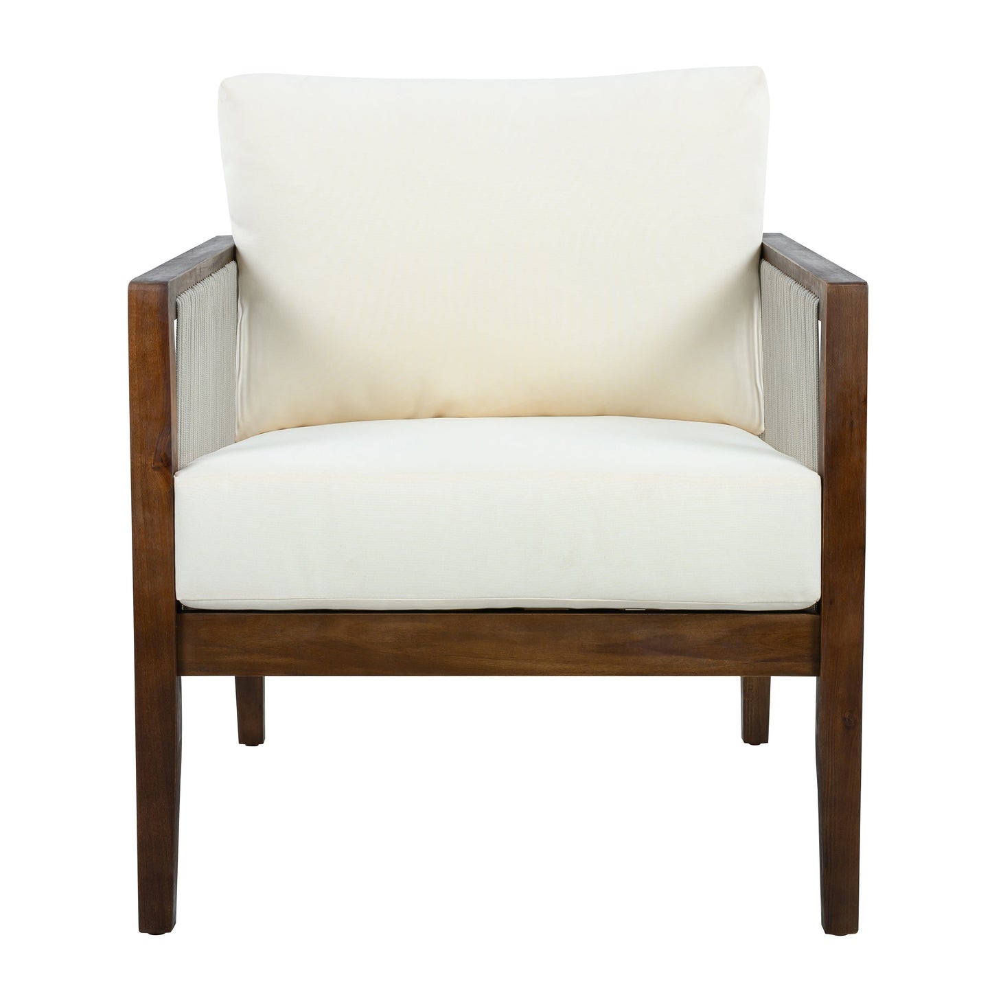 Outdoor Club Chair, Acacia Wood Frame with Rope Back, Water-Repellent