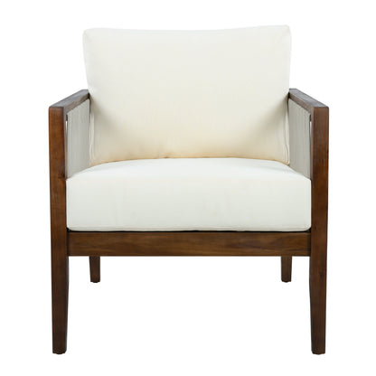 Outdoor Club Chairs (Set of 2), Acacia Wood Frame with Rope Back, Water-Repellent