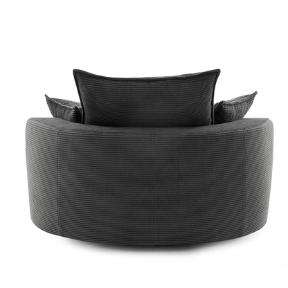 360° Swivel Accent Barrel Chair With Dual Layer Cushion And 3 Removable Pillows