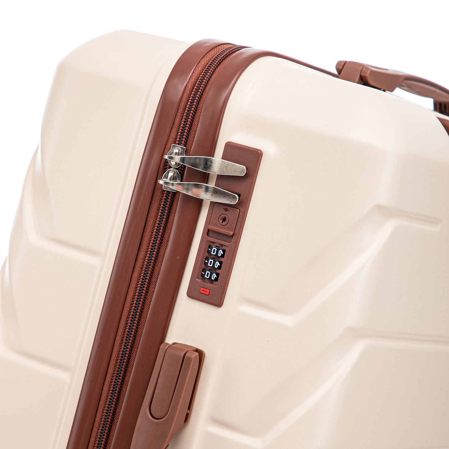 3-Piece ABS Spinner Wheel Luggage Set 20"/24"/28" Beige