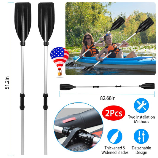 2Pcs Kayak Paddles Aluminum Alloy Detachable Canoe Paddle Boat Oars for Kayaking Boating Oar Fishing