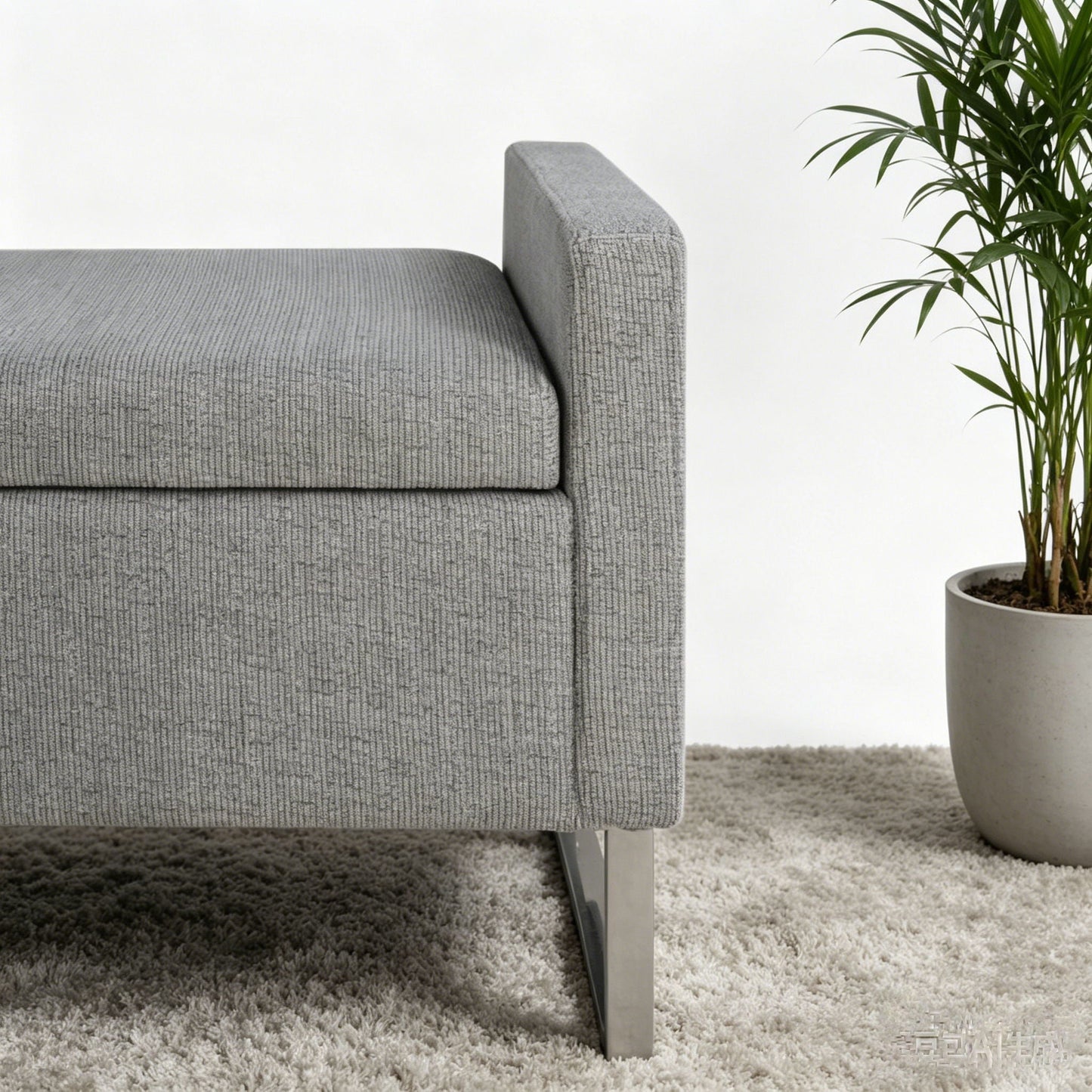 Upholstered Ottoman Bench With Storage - Dark Gray