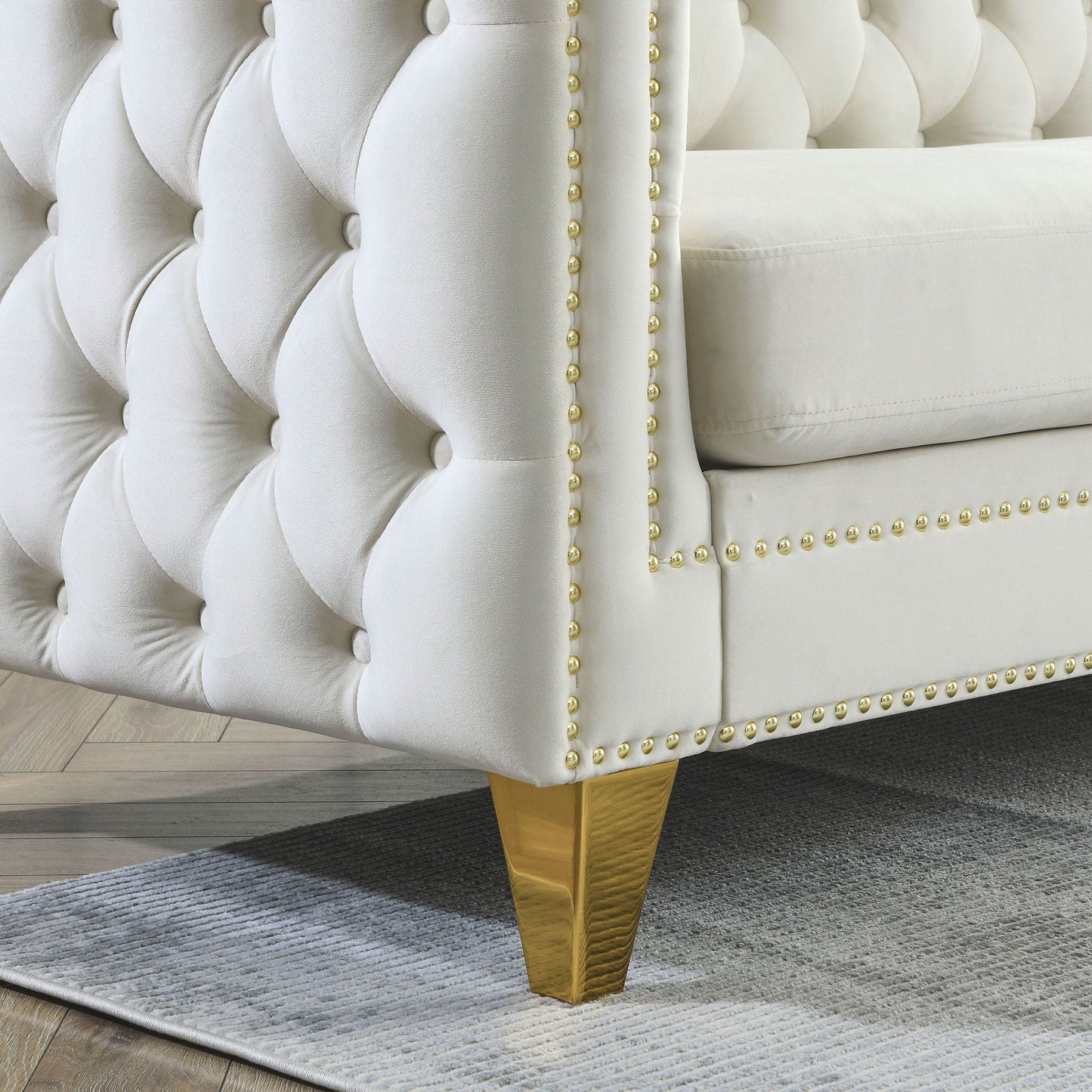 Upholstered Couch Sofa With Button Tufting For Living Room