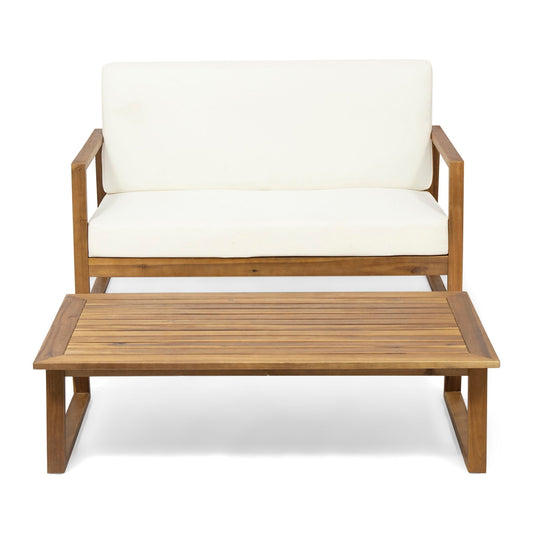 Belgian Loveseat & Coffee Table Set With Water Resistant Cushions
