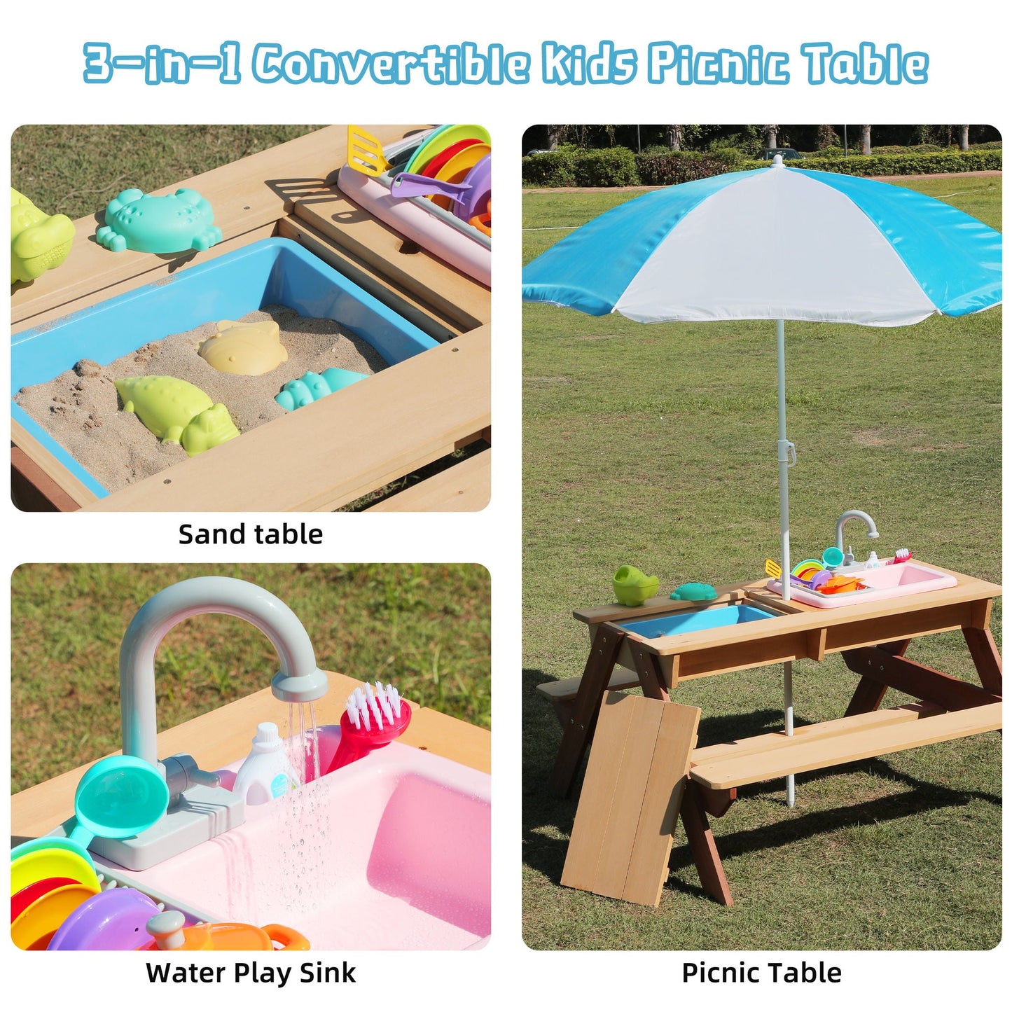 Kids Picnic Table With Sand and Water Table Conversion