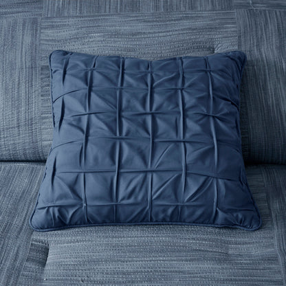 7 Piece Printed Seersucker Comforter Set Navy King