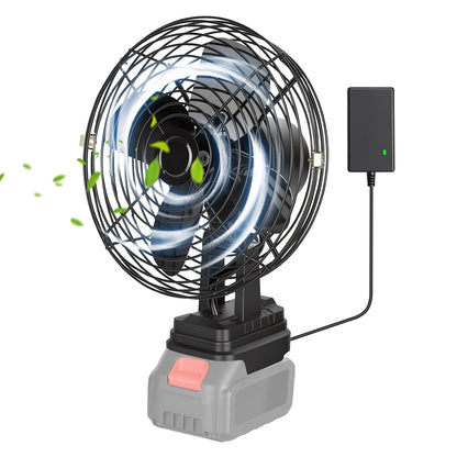 Portable Jobsite Fan 9" Compatible with Makita 21V Battery