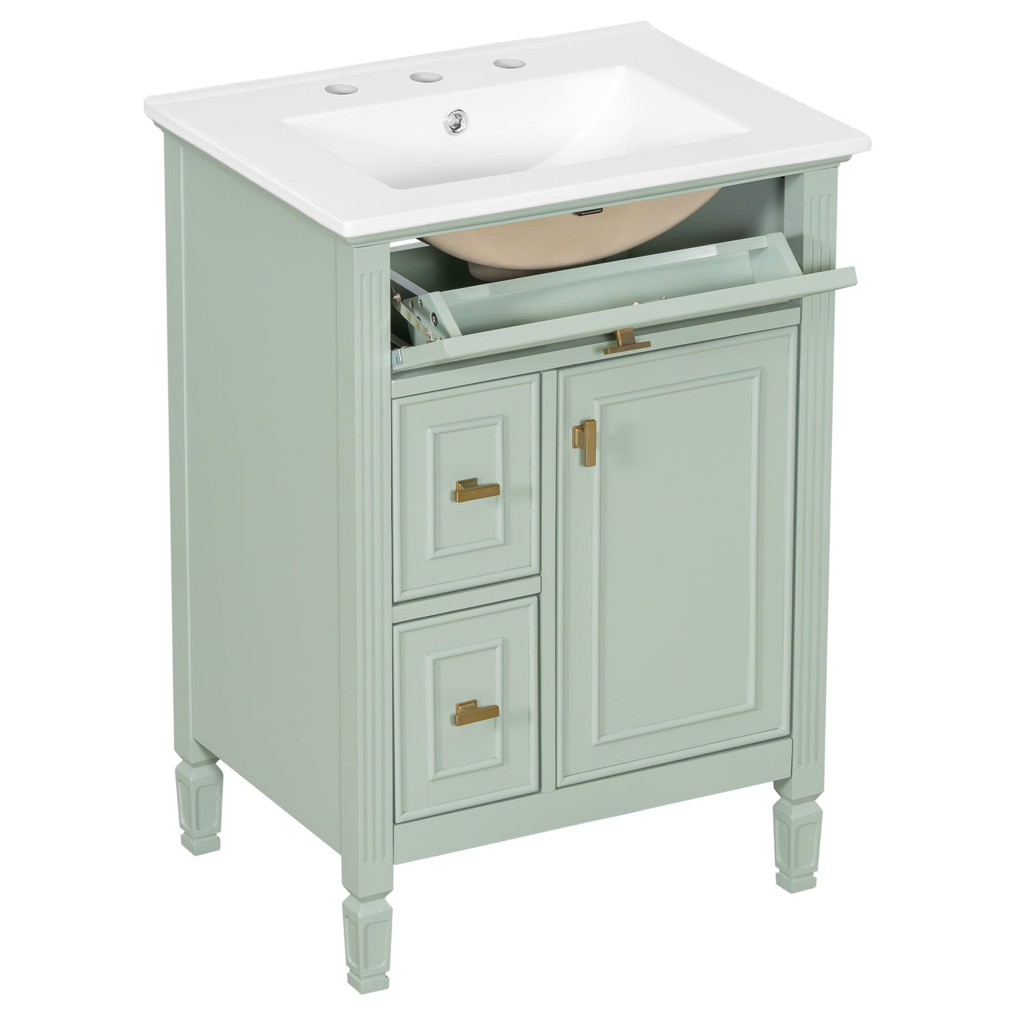 24-Inch Bathroom Vanity with Sink and Solid Wood Cabinet