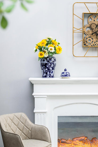 9.5x9.5x18" Porcelain Decorative Ginger Jar