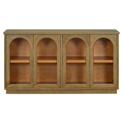 TREXM 4-Door Large Storage Buffet Cabinet with Glass Doors