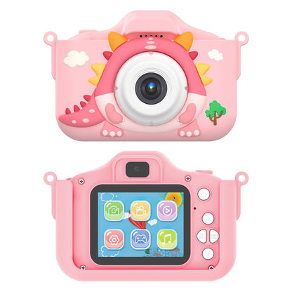 Dinosaur Kids Selfie Camera Cartoon Camera 48MP 1080P HD Digital Camera with Cartoon Case Card Reader 32G MMC Card for Boys Girls Aged 6+ Years Old