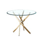 Contemporary Round Clear Dining Tempered Glass Table With Gold Finish Stainless Steel Legs - Gold